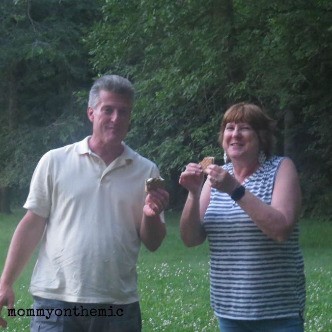 rich and debbie eating smores
